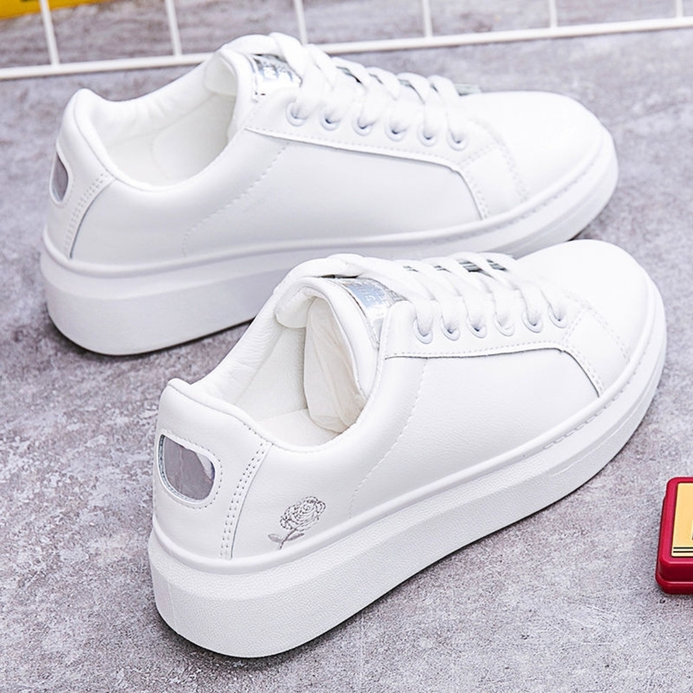 Elegant White Leather Sneakers for Women